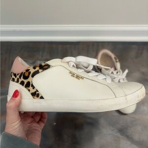 Kate Spade White and Leopard Print Sneakers